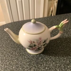 Vintage Lena Liu Hummingbird & Lilies Teleflora Teapot with Lid